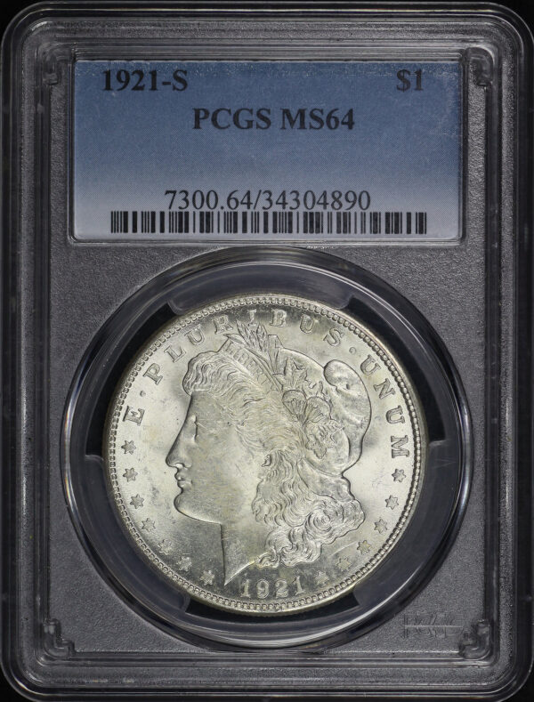 Obverse of this 1921-S Morgan Dollar PCGS MS-64