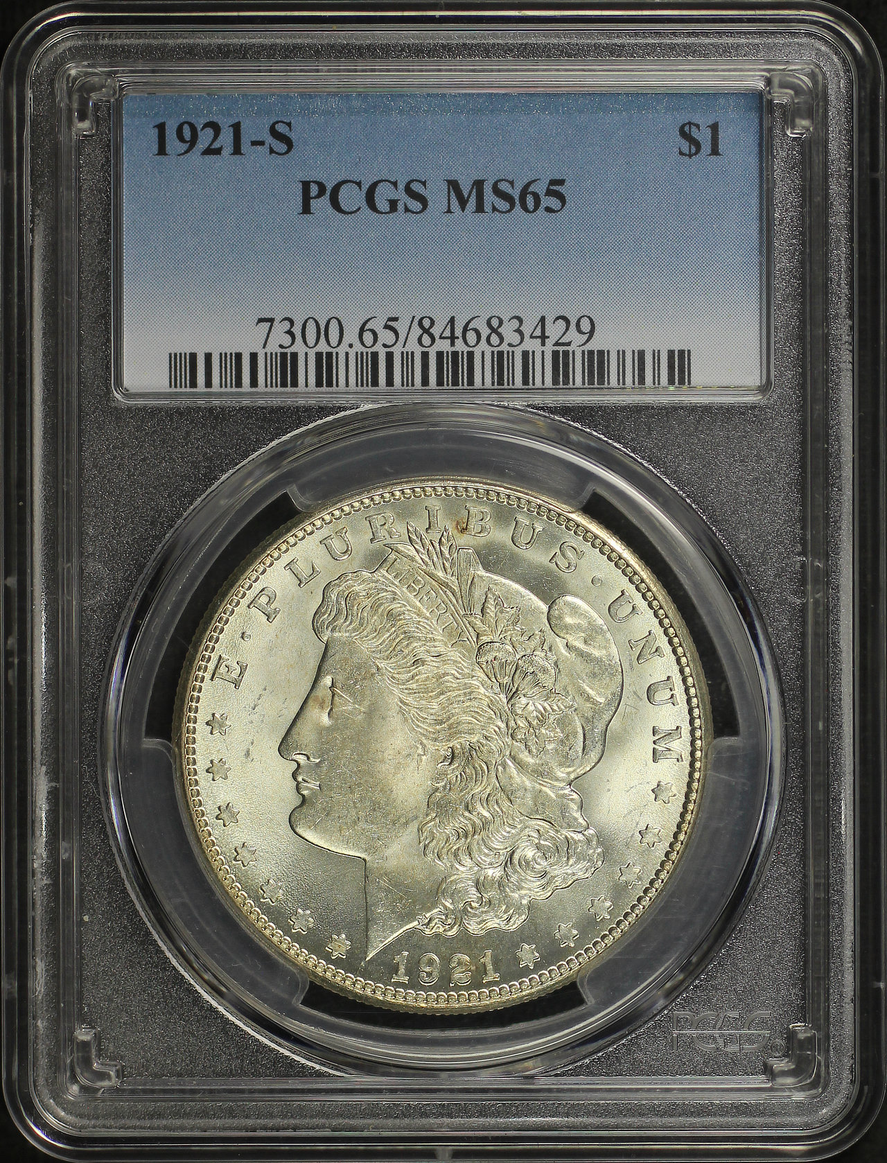 Obverse of this 1921-S Morgan Dollar PCGS MS-65