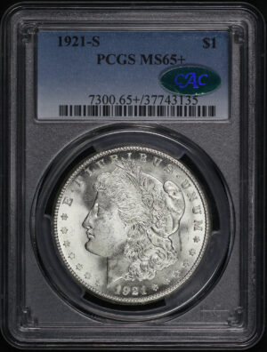 Obverse of this 1921-S Morgan Dollar PCGS MS-65+ CAC