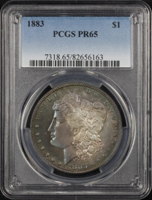 Obverse of this 1883 Morgan Dollar PCGS PR-65 Blue Toning