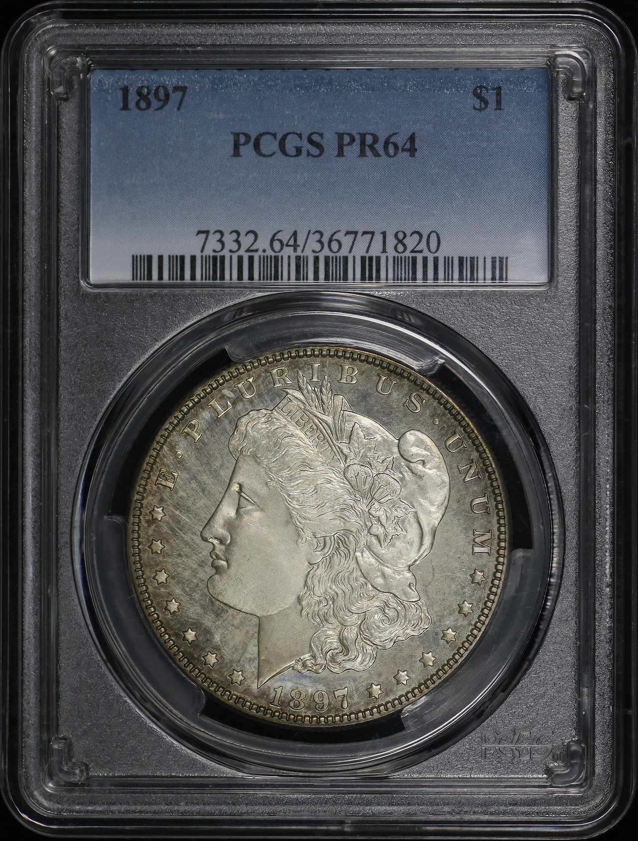 Obverse of this 1897 Morgan Dollar PCGS PR-64