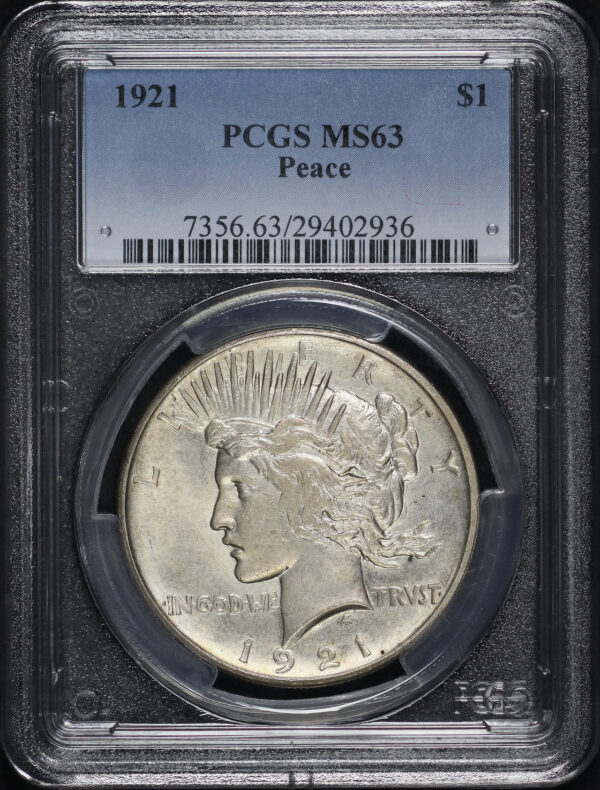 Obverse of this 1921 Peace Dollar PCGS MS-63