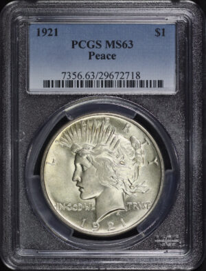 Obverse of this 1921 Peace Dollar PCGS MS-63