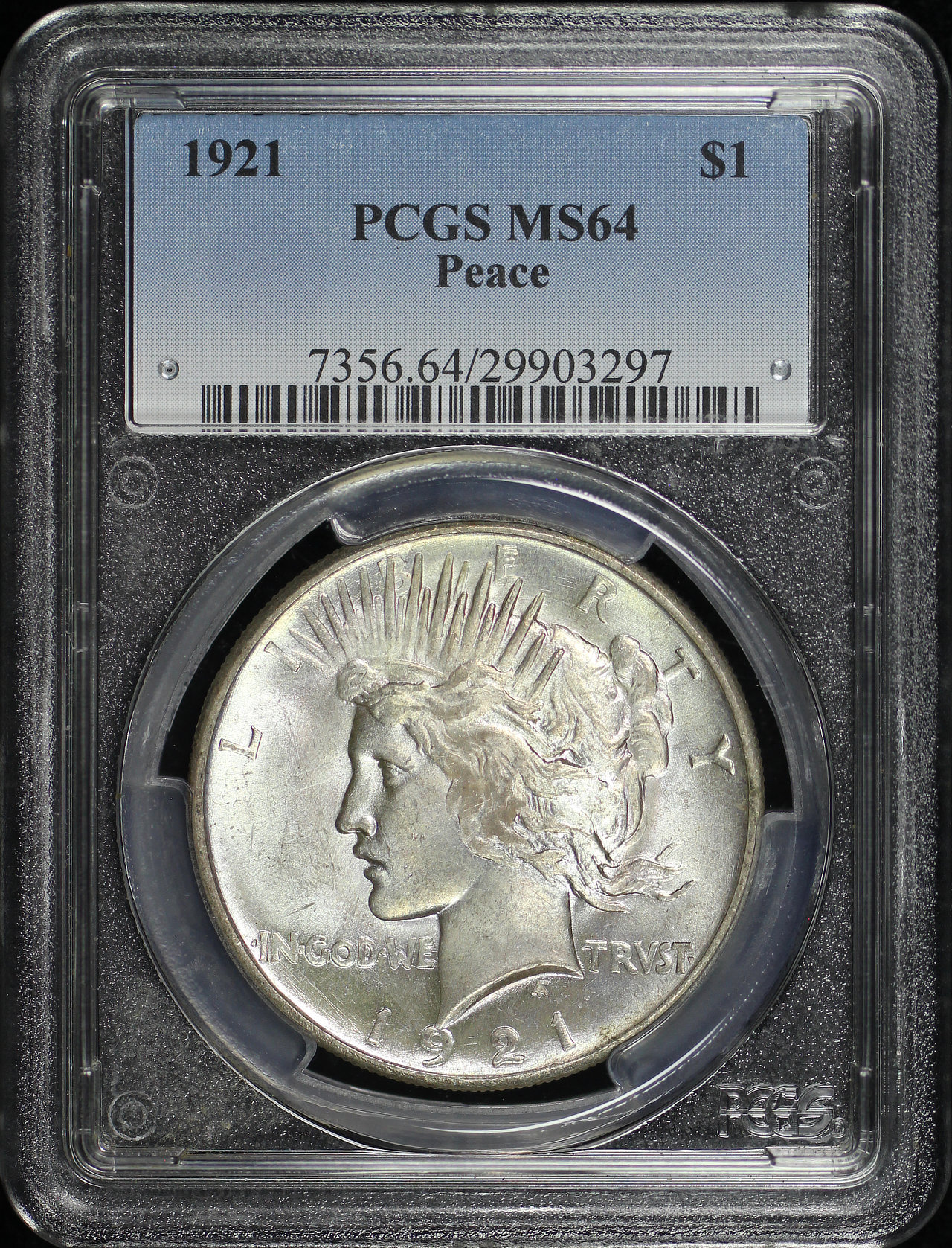 Obverse of this 1921 Peace Dollar PCGS MS-64