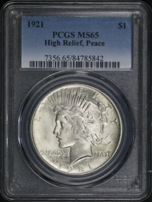 Obverse of this 1921 Peace Dollar PCGS MS-65