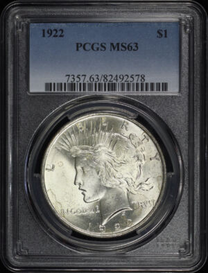 Obverse of this 1922 Peace Dollar PCGS MS-63