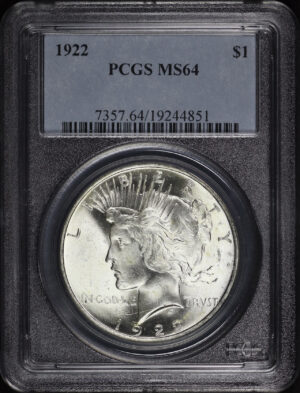 Obverse of this 1922 Peace Dollar PCGS MS-64