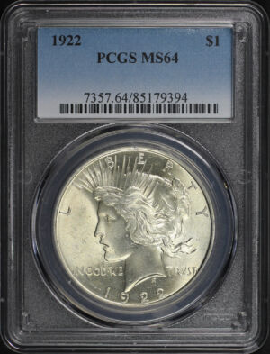 Obverse of this 1922 Peace Dollar PCGS MS-64