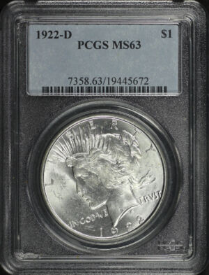 Obverse of this 1922-D Peace Dollar PCGS MS-63