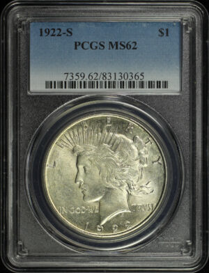 Obverse of this 1922-S Peace Dollar PCGS MS-62