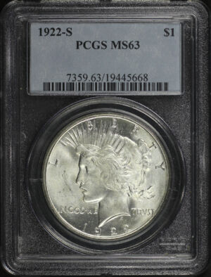 Obverse of this 1922-S Peace Dollar PCGS MS-63