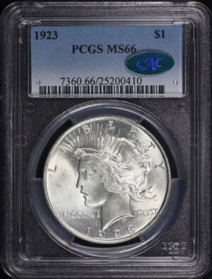 Obverse of this 1923 Peace Dollar PCGS MS-66 CAC