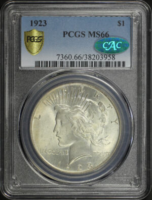Obverse of this 1923 Peace Dollar PCGS MS-66 CAC