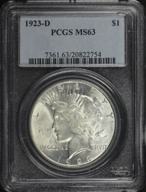 Obverse of this 1923-D Peace Dollar PCGS MS-63