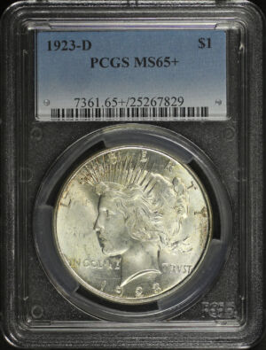 Obverse of this 1923-D Peace Dollar PCGS MS-65+