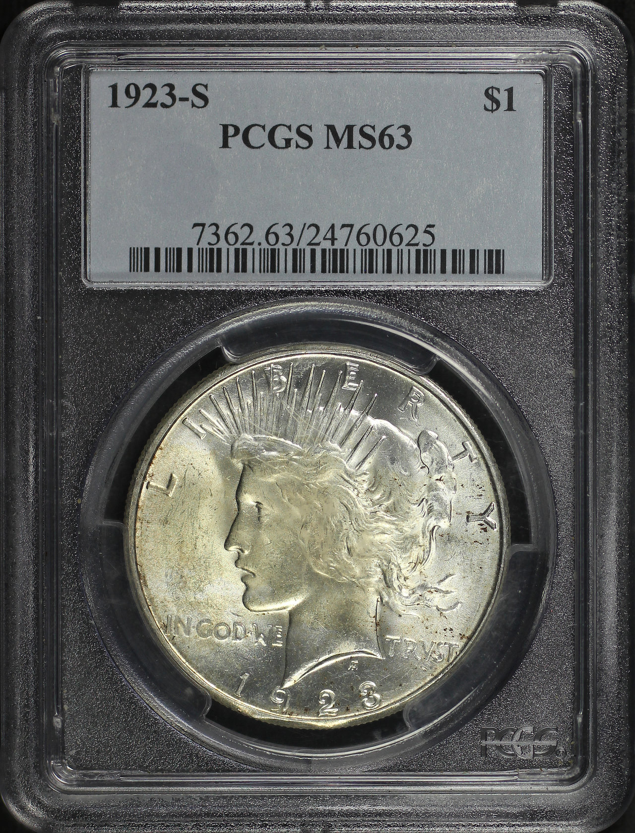 Obverse of this 1923-S Peace Dollar PCGS MS-63