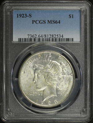 Obverse of this 1923-S Peace Dollar PCGS MS-64
