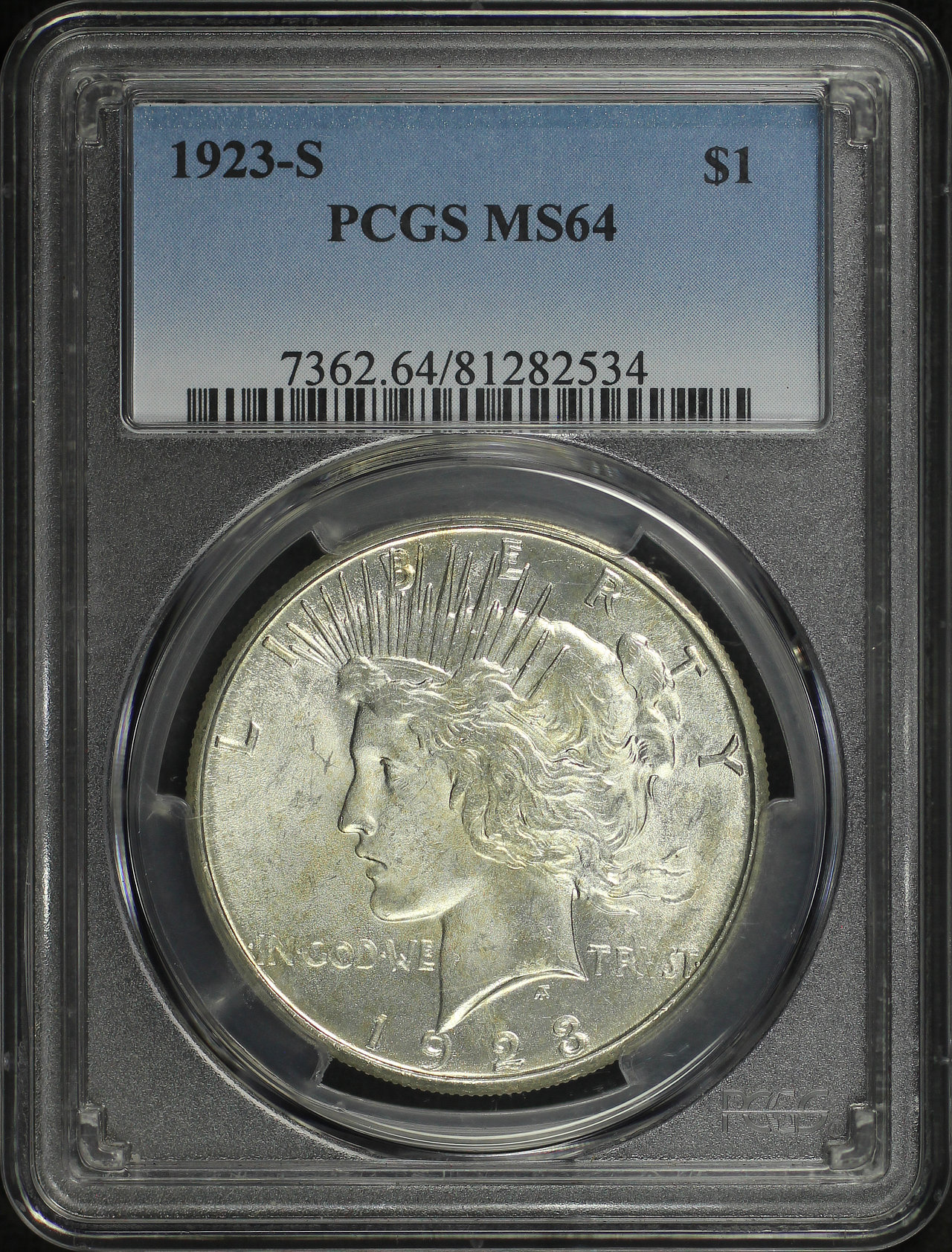 Obverse of this 1923-S Peace Dollar PCGS MS-64