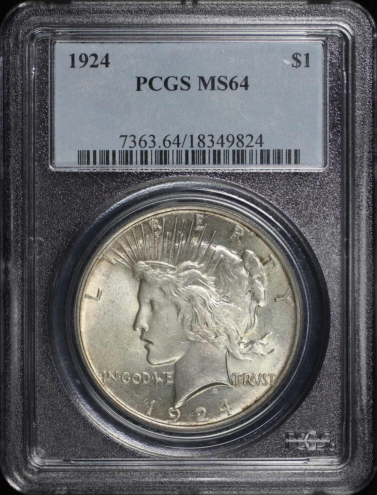Obverse of this 1924 Peace Dollar PCGS MS-64