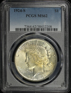 Obverse of this 1924-S Peace Dollar PCGS MS-62