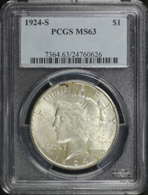 Obverse of this 1924-S Peace Dollar PCGS MS-63