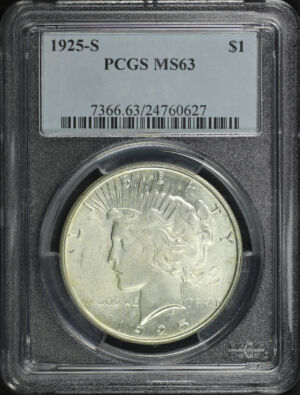 Obverse of this 1925-S Peace Dollar PCGS MS-63