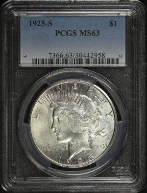 Obverse of this 1925-S Peace Dollar PCGS MS-63