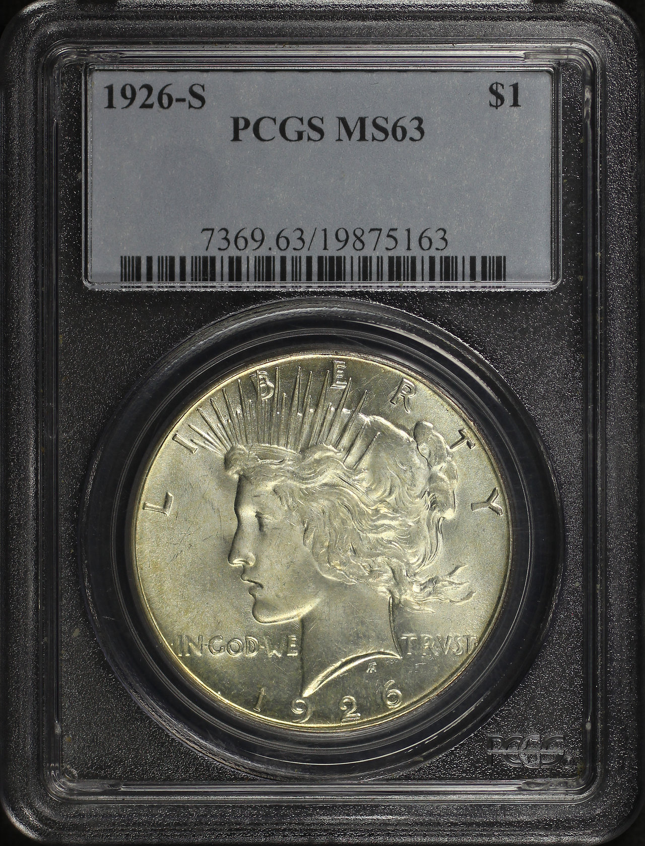 Obverse of this 1926-S Peace Dollar PCGS MS-63