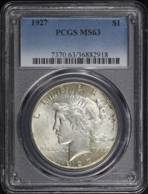 Obverse of this 1927 Peace Dollar PCGS MS-63