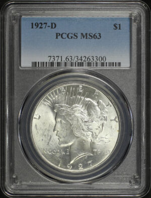 Obverse of this 1927-D Peace Dollar PCGS MS-63