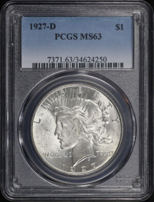 Obverse of this 1927-D Peace Dollar PCGS MS-63