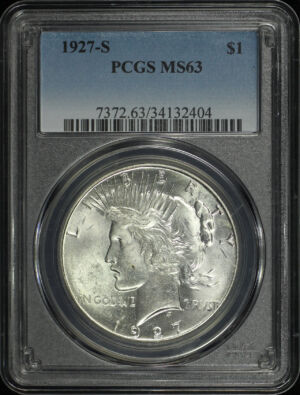 Obverse of this 1927-S Peace Dollar PCGS MS-63