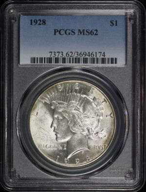 Obverse of this 1928 Peace Dollar PCGS MS-62