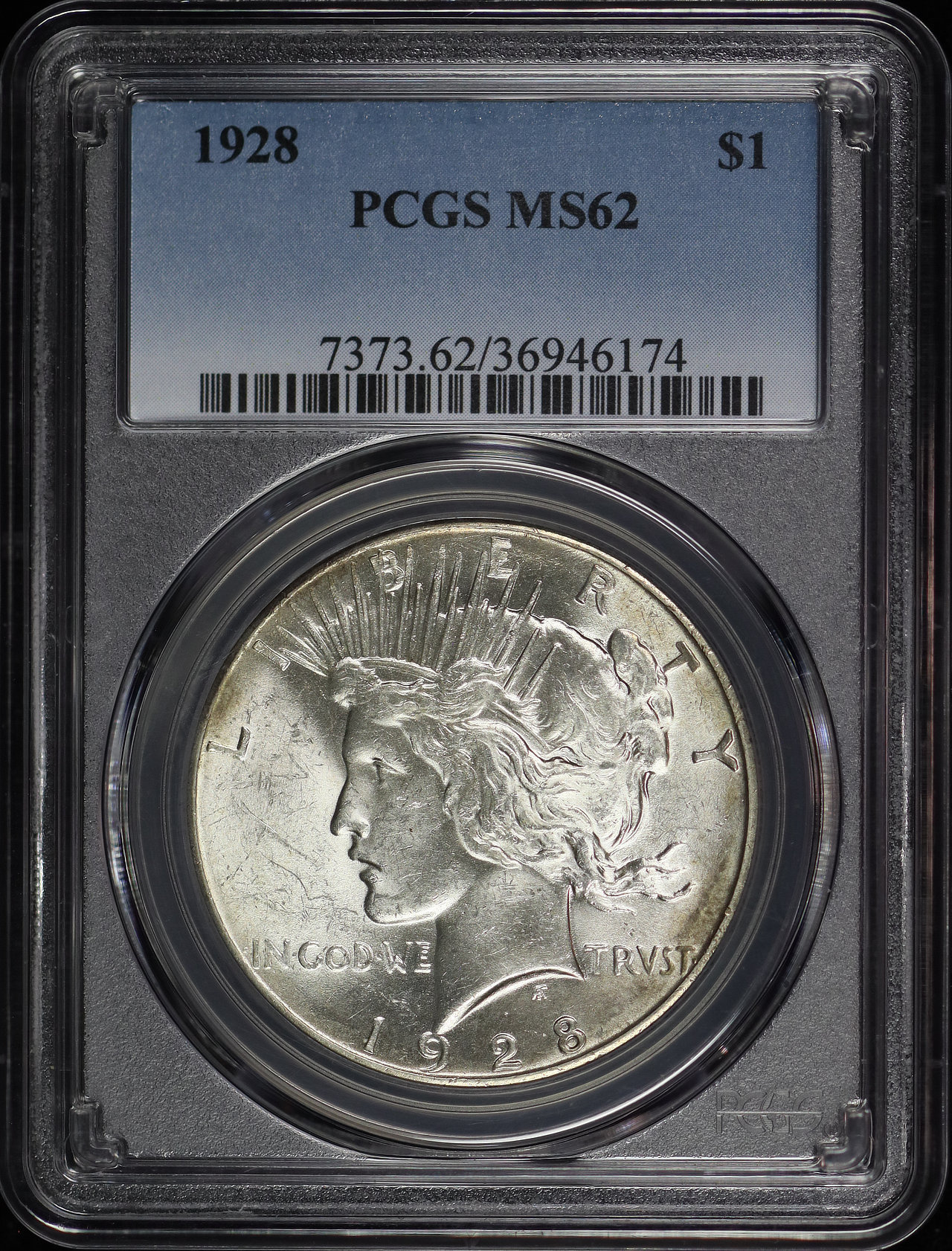 Obverse of this 1928 Peace Dollar PCGS MS-62