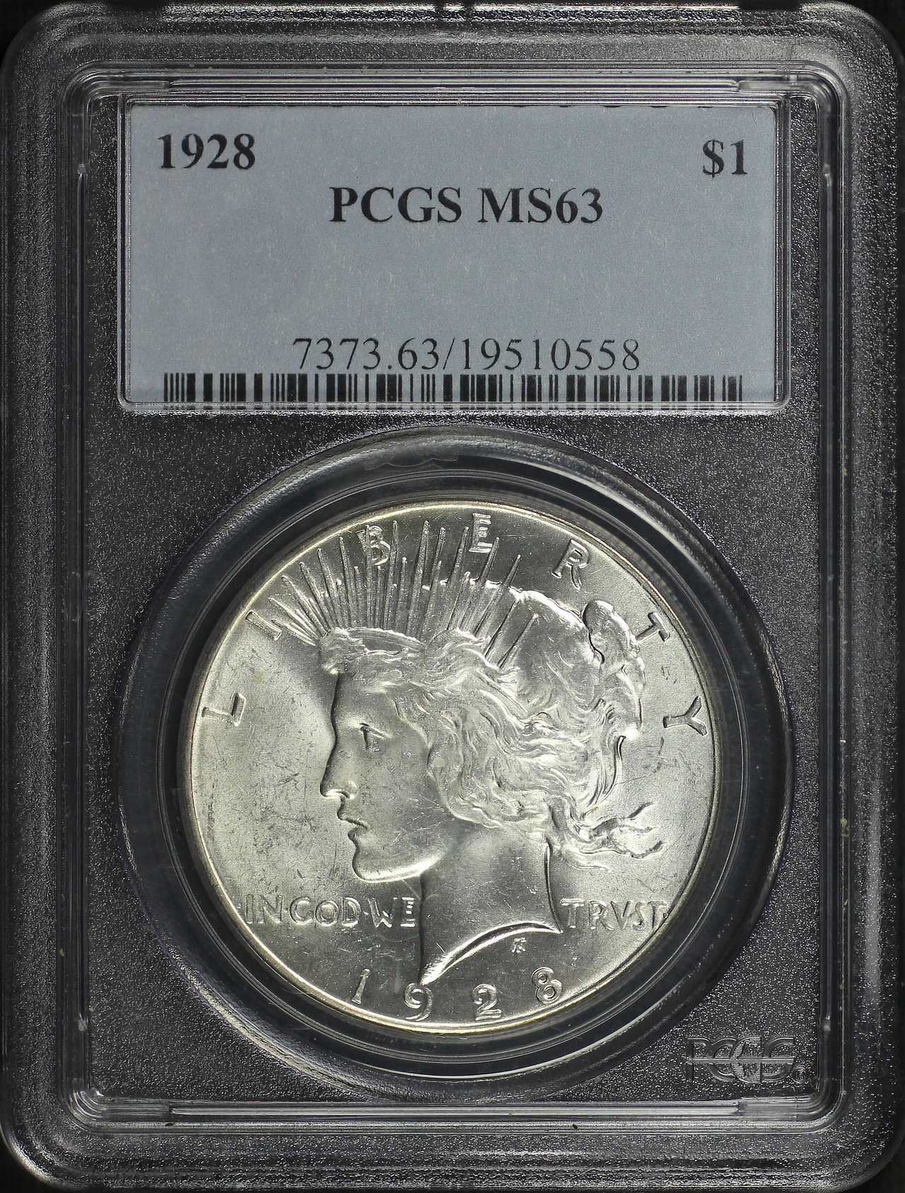 Obverse of this 1928 Peace Dollar PCGS MS-63