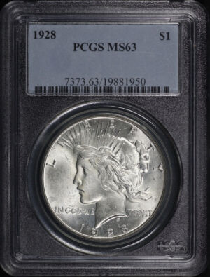 Obverse of this 1928 Peace Dollar PCGS MS-63