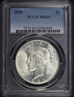 Obverse of this 1928 Peace Dollar PCGS MS-64