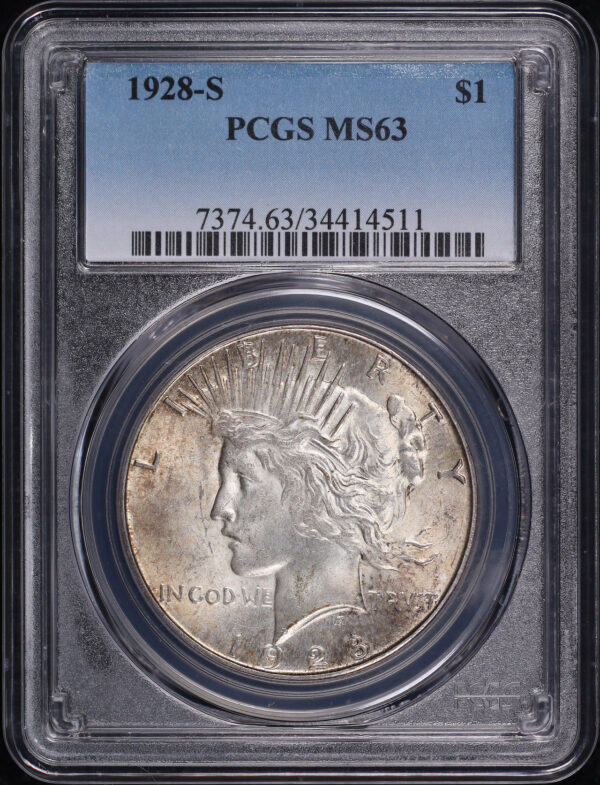 Obverse of this 1928-S Peace Dollar PCGS MS-63