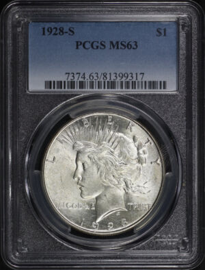 Obverse of this 1928-S Peace Dollar PCGS MS-63