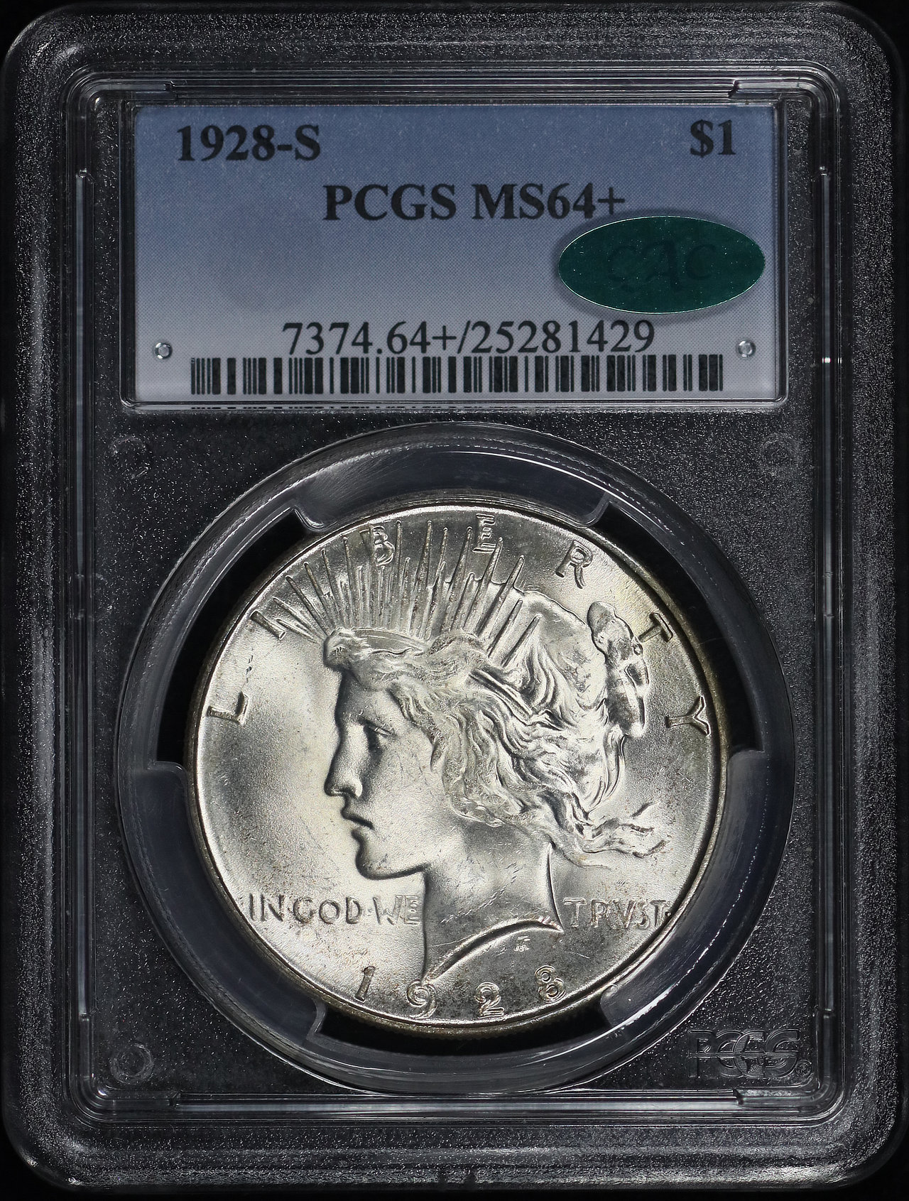 1928-S Peace Dollar PCGS MS-64+ CAC | Northern Nevada Coin