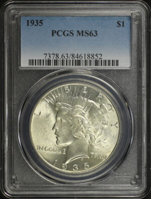 Obverse of this 1935 Peace Dollar PCGS MS-63