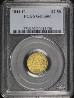Obverse of this 1844-C Liberty Head $2.5 PCGS Details Cleaned