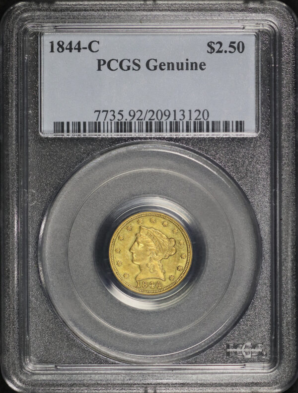 Obverse of this 1844-C Liberty Head $2.5 PCGS Details Cleaned