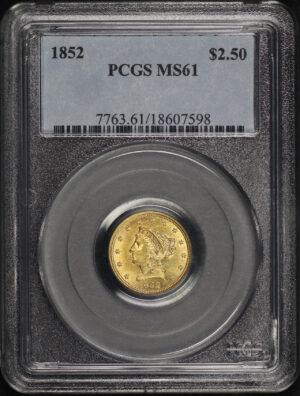 Obverse of this 1852 Liberty Head $2.5 PCGS MS-61