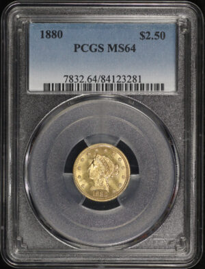 Obverse of this 1880 Liberty Head $2.5 PCGS MS-64