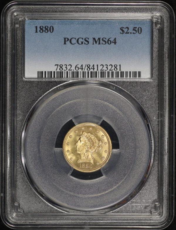 Obverse of this 1880 Liberty Head $2.5 PCGS MS-64