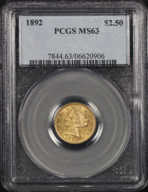 Obverse of this 1892 Liberty Head $2.5 PCGS MS-63