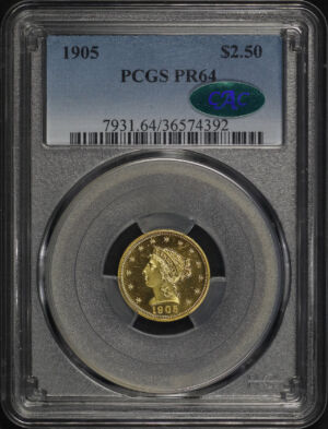 Obverse of this 1905 Liberty Head $2.5 PCGS PR-64 CAC