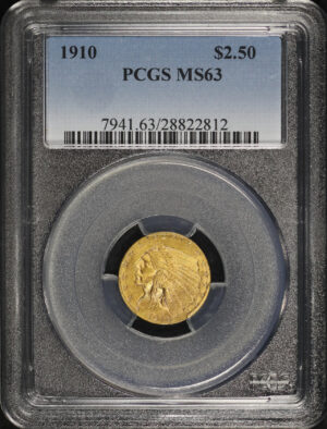 Obverse of this 1910 Indian $2.5 PCGS MS-63