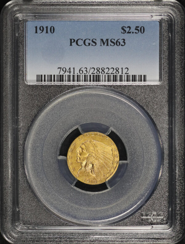 Obverse of this 1910 Indian $2.5 PCGS MS-63